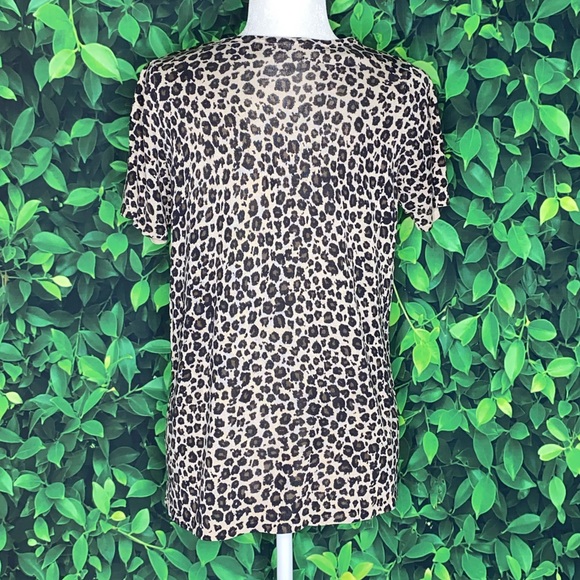 VINTAGE SILK LEOPARD PRINT SHORT-SLEEVE BLOUSE · SIZE 1X - Picture 4 of 7